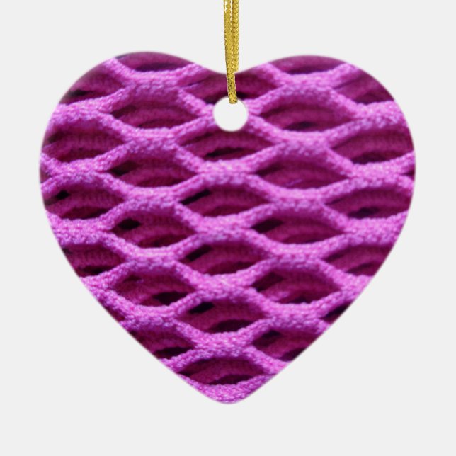 Ornamento De Cerâmica Vista de Crochet Rosa (Frente)