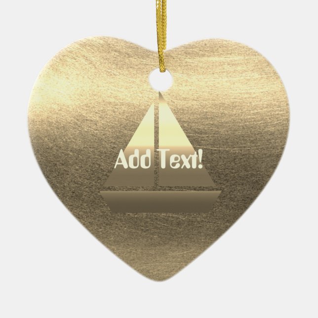 Ornamento De Cerâmica Vista de Férias Douradas (Frente)