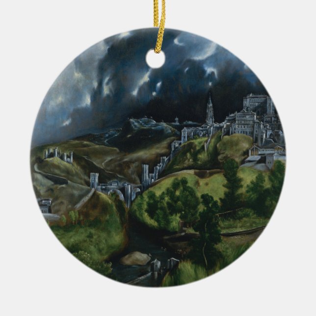 Ornamento De Cerâmica Vista de Toledo por El Greco (Frente)