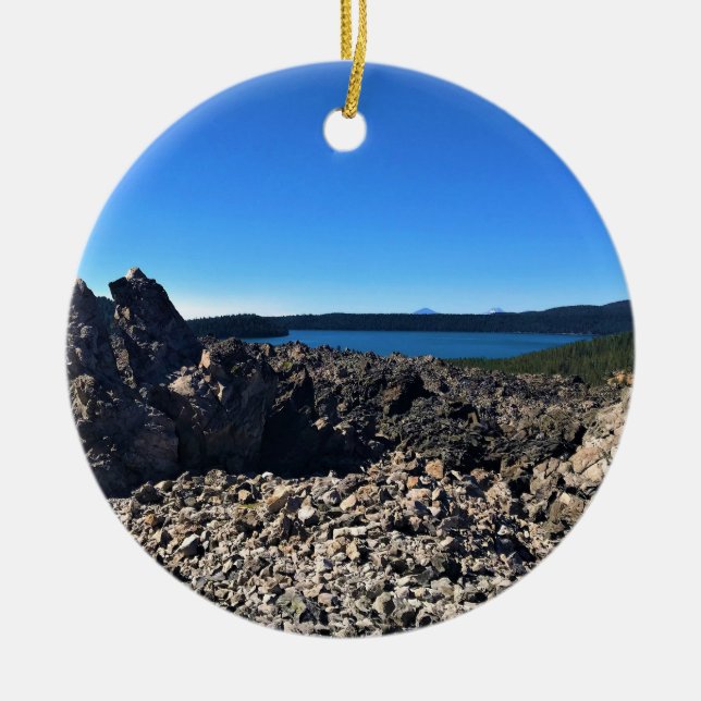 Ornamento De Cerâmica Vista do Lago Paulina, OR (Frente)