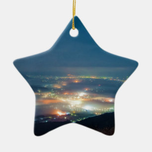 Ornamento De Cerâmica Vista Noturna Aso Mar Noturno De Nuvens Japão Kuma