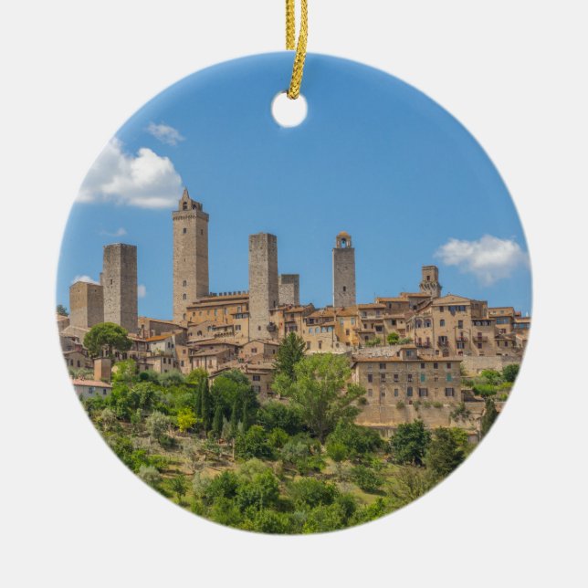 Ornamento De Cerâmica Vista panorâmica de San Gimignano Toscana Itália (Frente)