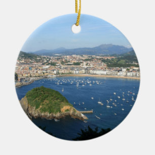 Ornamento De Cerâmica Vista panorâmica de San Sebastian, País Basco, Esp
