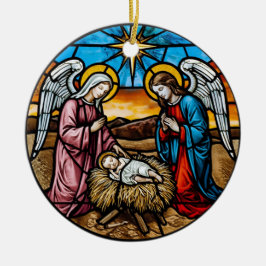 Ornamento De Cerâmica Vitral da Cena de Natal