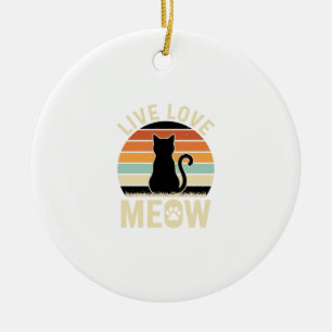 Ornamento De Cerâmica Viva Ame o Gato Vintage Design de Pôr do Sol de Ga