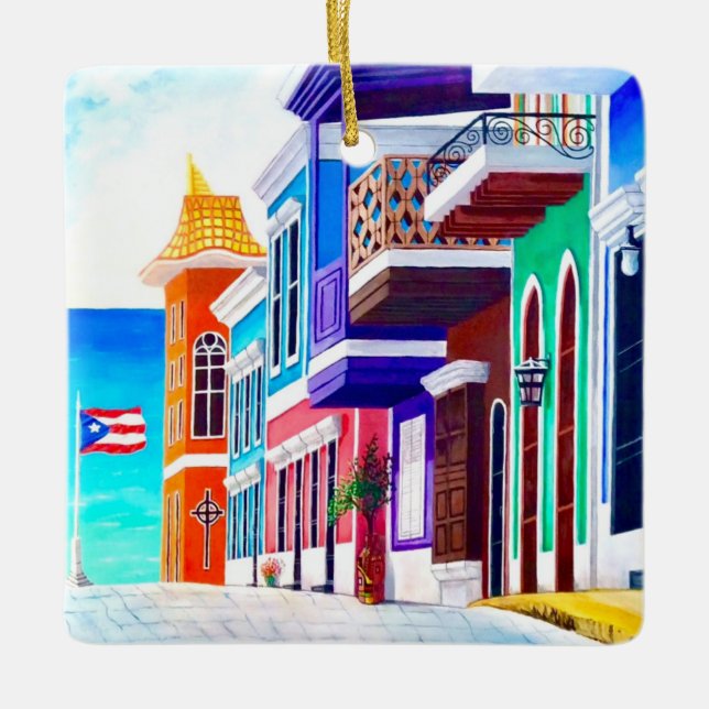 Ornamento De Cerâmica ¡Viva Puerto Rico! (Frente)