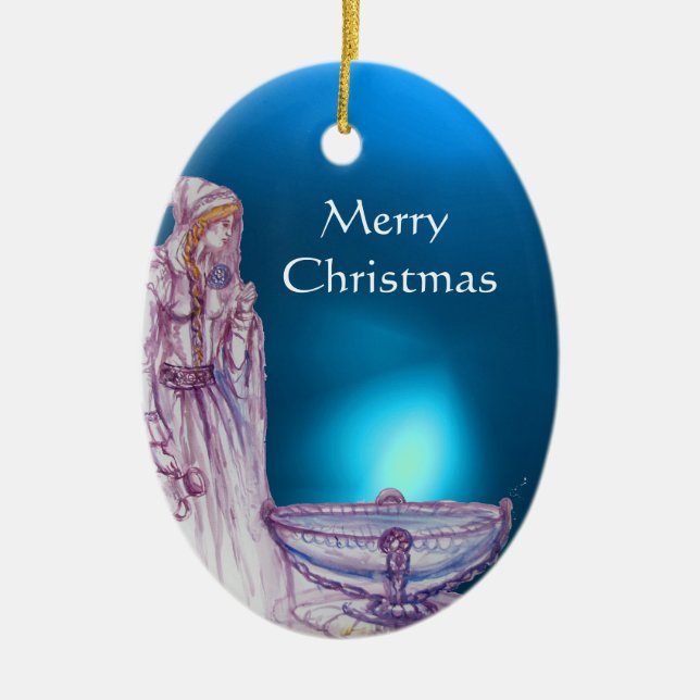 Ornamento De Cerâmica VIVIEN/LADY DO LAGO GEMstone Azul (Frente)