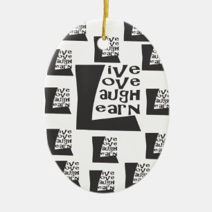 Ornamento De Cerâmica Vivo, amor, riso, aprenda