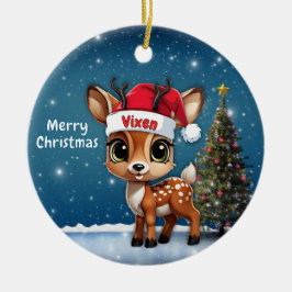 Ornamento De Cerâmica Vixen Baby Deer, Fawn, Doe, Reindeer🦌 🎄
