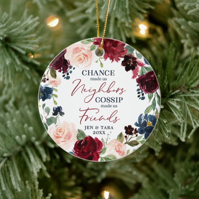 Ornamento De Cerâmica Vizinhos Para Amigos Flath Personalizada (Árvore)