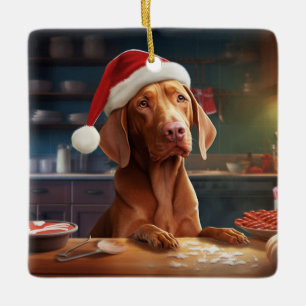 Ornamento De Cerâmica Vizsla Christmas Cookies Festivo Foliday