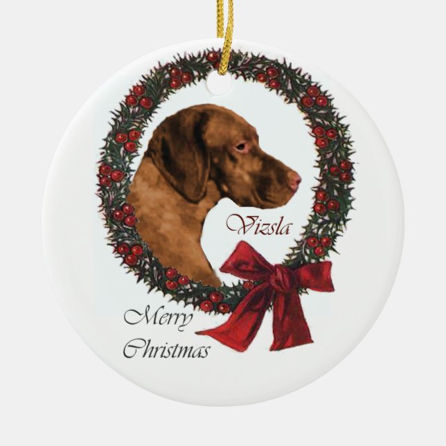 Ornamento De Cerâmica Vizsla Christmas Gifts (Frente)