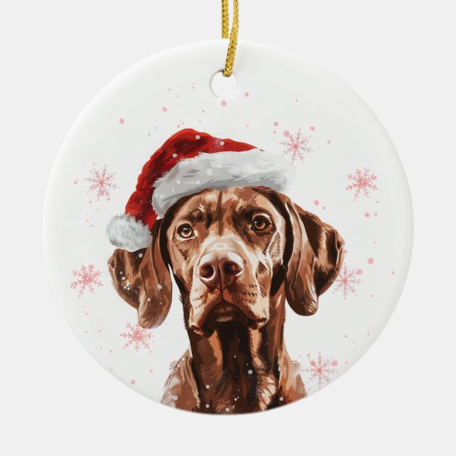 Ornamento De Cerâmica Vizsla Dog Christmas Personalized (Frente)