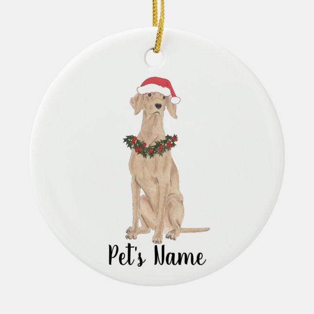 Ornamento De Cerâmica Vizsla Personalizada (Frente)