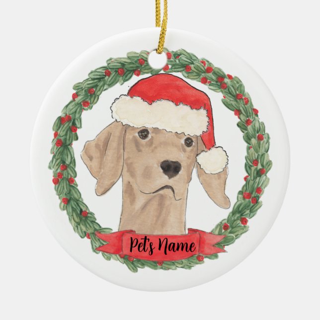 Ornamento De Cerâmica Vizsla Viszla Personalizada (Frente)