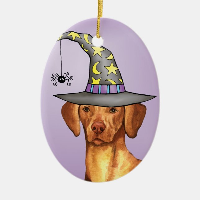 Ornamento De Cerâmica Vizsla Witch (Frente)