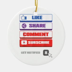 Ornamento De Cerâmica Vlogger de Subscrição de Comentários de Partilha d