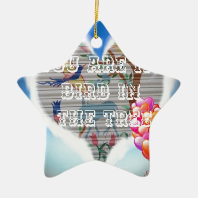 Ornamento De Cerâmica Você é meu pássaro nas árvores. (Frente)