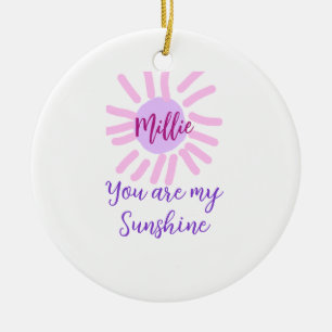 Ornamento De Cerâmica Você é meu sol roxo púrpura, cor-de-rosa, raios so