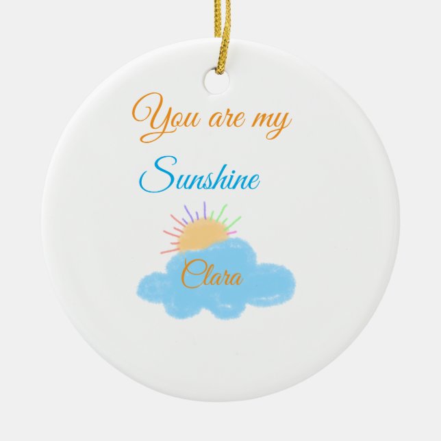 Ornamento De Cerâmica Você é minha nuvem de raios solares laranja amarel (Frente)