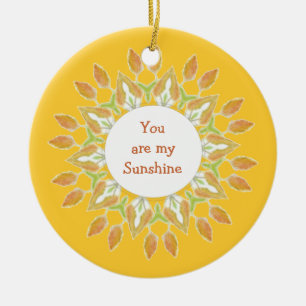 Ornamento De Cerâmica "Você é o meu Sol!" Aquarela de Cotação de Amor