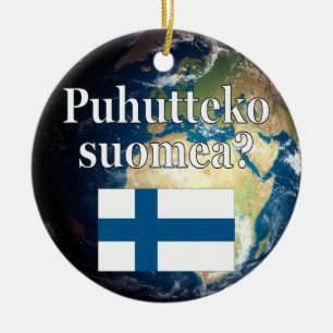 Ornamento De Cerâmica Você fala finlandês? Em finlandês. Sinalizador e T