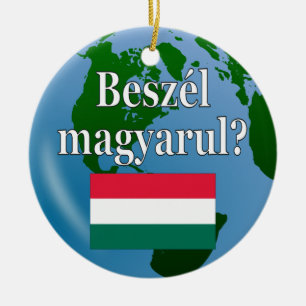 Ornamento De Cerâmica Você fala o Hungarian? no Hungarian. Bandeira &