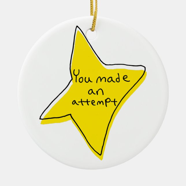 Ornamento De Cerâmica Você Fez Uma Tentativa - Estrela Amarela (Frente)