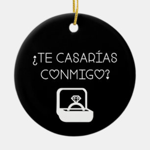 Ornamento De Cerâmica Você Me Casado? Proposta de Te Casarias Conmigo?