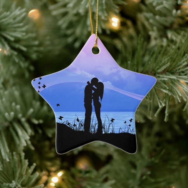 Ornamento De Cerâmica Você me dá borboletas (Árvore)