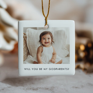 Ornamento De Cerâmica Você Será Meu Padrinho/Madrinha Proposta de Foto
