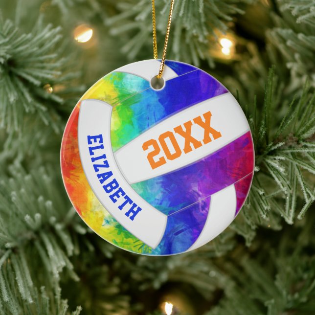 Ornamento De Cerâmica vôlei colorida do arco-íris (Árvore)