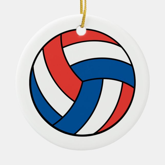 Ornamento De Cerâmica voleibol branco vermelho (Frente)