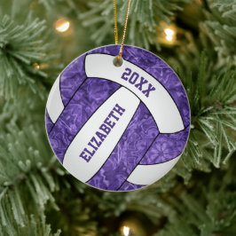 Ornamento De Cerâmica voleibol feminino branco roxo personalizado