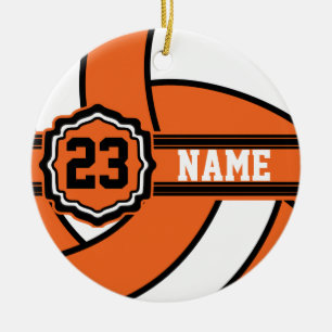 Ornamento De Cerâmica Voleibol Laranja DIY Nome e número