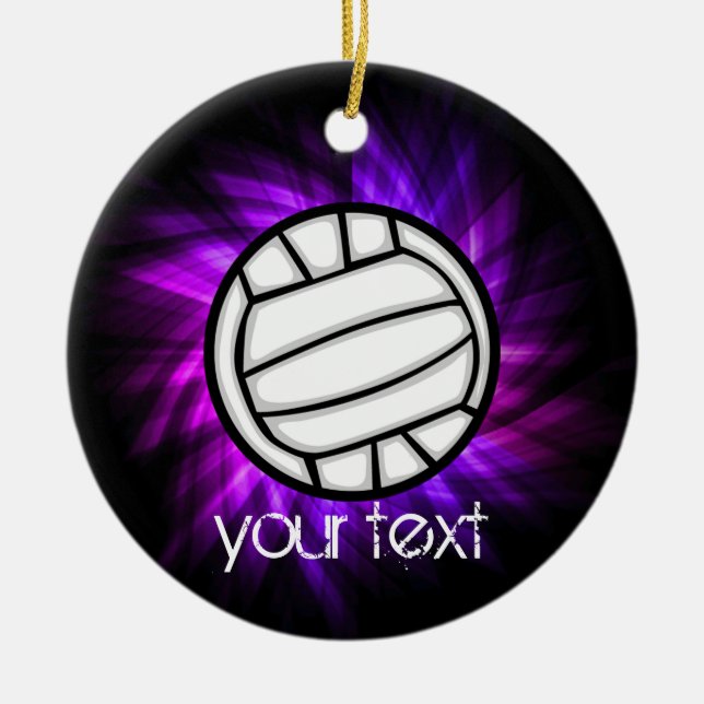 Ornamento De Cerâmica Voleibol Roxo (Frente)