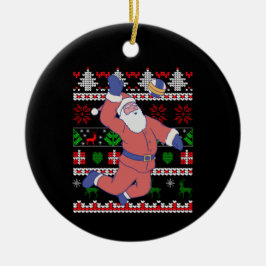 Ornamento De Cerâmica Voleibol Santa Claus Ugly Natal