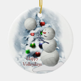 Ornamento De Cerâmica Voleibol Snowman Natal
