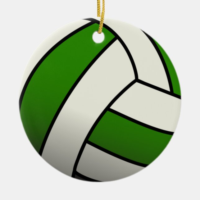 Ornamento De Cerâmica Voleibol Verde (Frente)