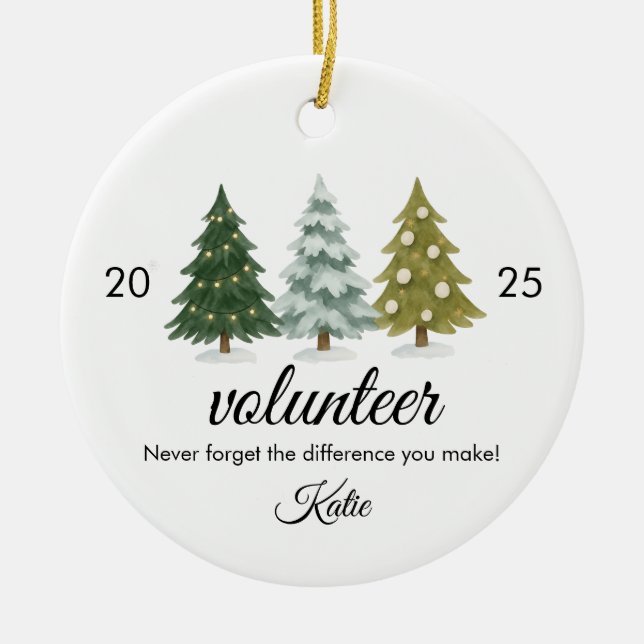 Ornamento De Cerâmica Volunteer Christmas Gift, Volunteer Ornament (Frente)