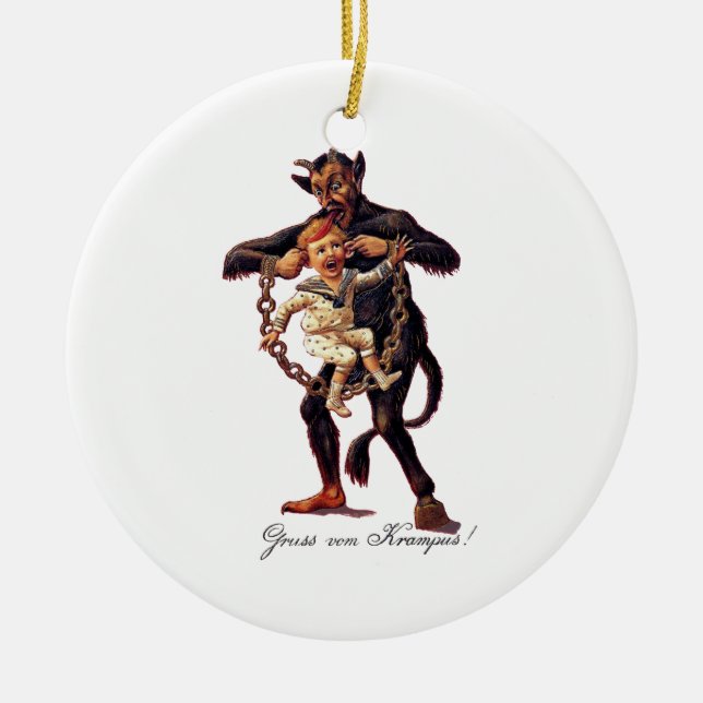 Ornamento De Cerâmica Vom de Gruss (cumprimentos de) Krampus (Frente)