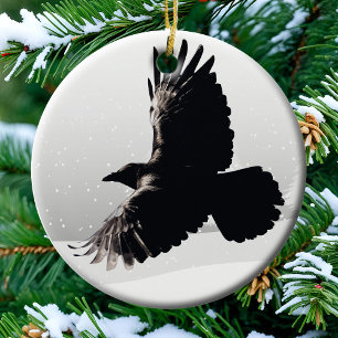 Ornamento De Cerâmica Voo de aves selvagens Raven Spirit Raven Snow