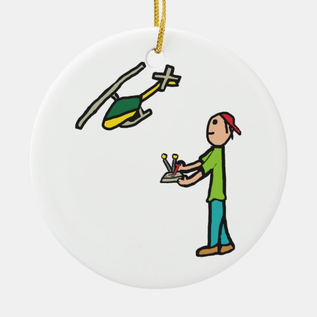 Ornamento De Cerâmica Voo do Helicóptero Modelo RC (Frente)