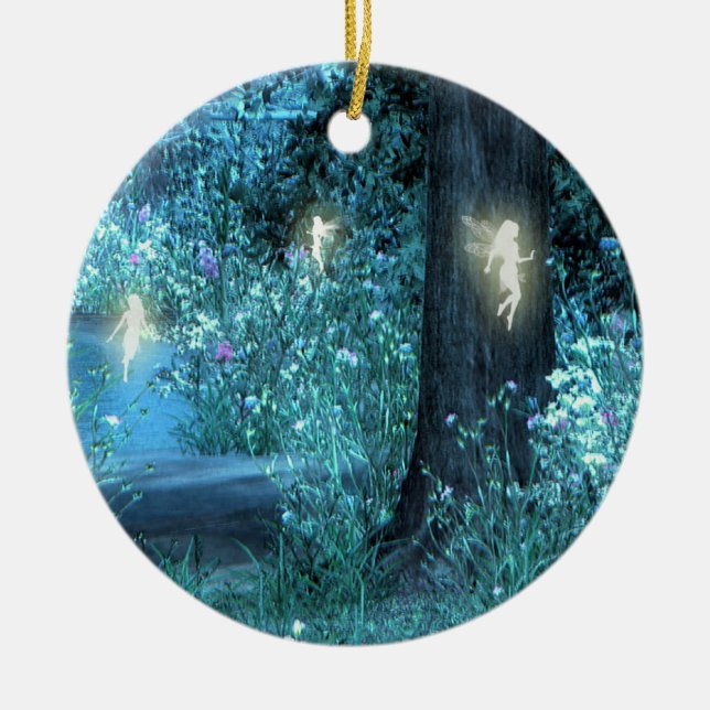 Ornamento De Cerâmica Vôo feericamente mágico Orniment da noite (Frente)