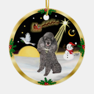 Ornamento De Cerâmica Voo noturno - Miniatura prateada ou Poodle de brin