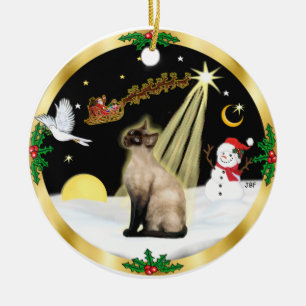 Ornamento De Cerâmica Voo noturno - Seal Point Siamese cat