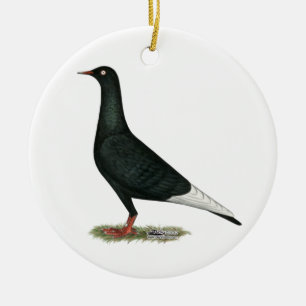Ornamento De Cerâmica Voo Voador Pombo Negro