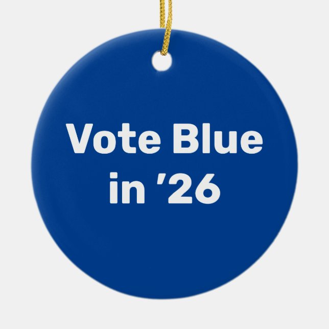 Ornamento De Cerâmica Vote Blue em 2026 (Frente)