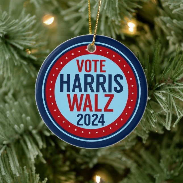 Ornamento De Cerâmica Vote Harris Walz para Presidente 2024 Natal (Árvore)