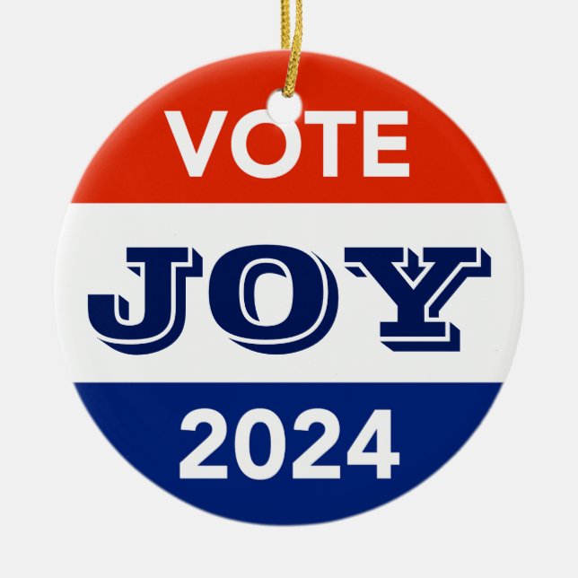 Ornamento De Cerâmica Vote Joy 2024 Harris Walz (Frente)